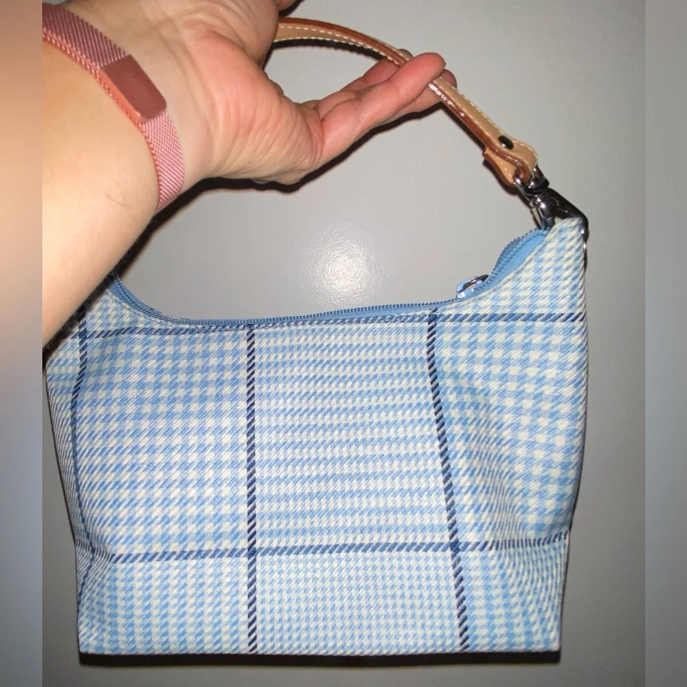 Small Lauren Ralph Lauren Hobo Plaid Blue Handbag - Picture 12 of 14
